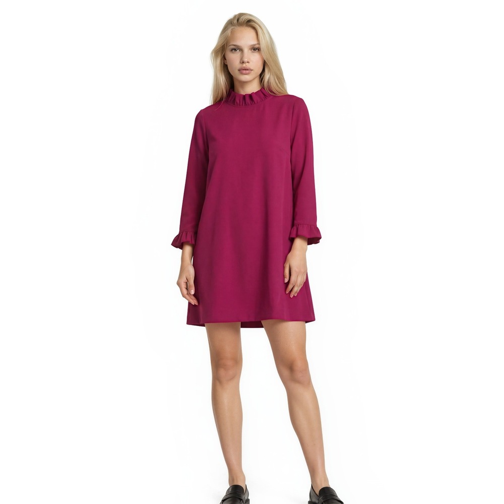 New Draper James Women's Size‎ Medium Raspberry Pink Lindsay Ruffle Shift Dress